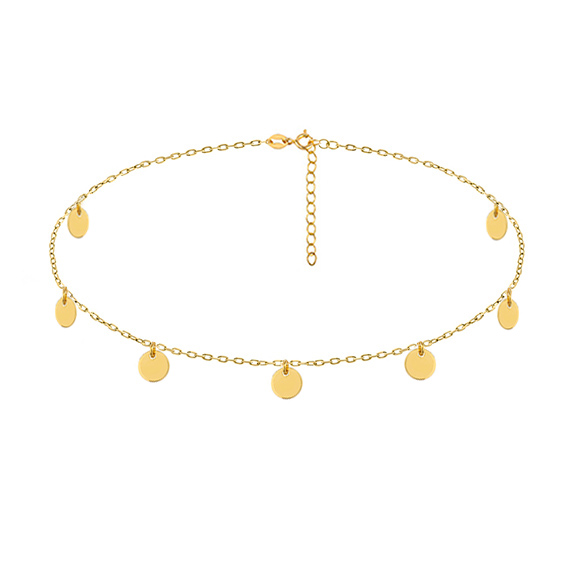 Naszyjnik choker z kółkami pozłacany