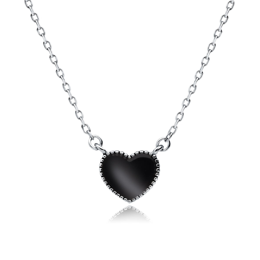 Naszyjnik serce czarna emalia BLACK HEART