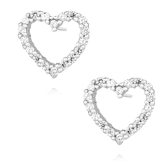 Kolczyki serca cyrkonie srebro CRYSTAL HEART